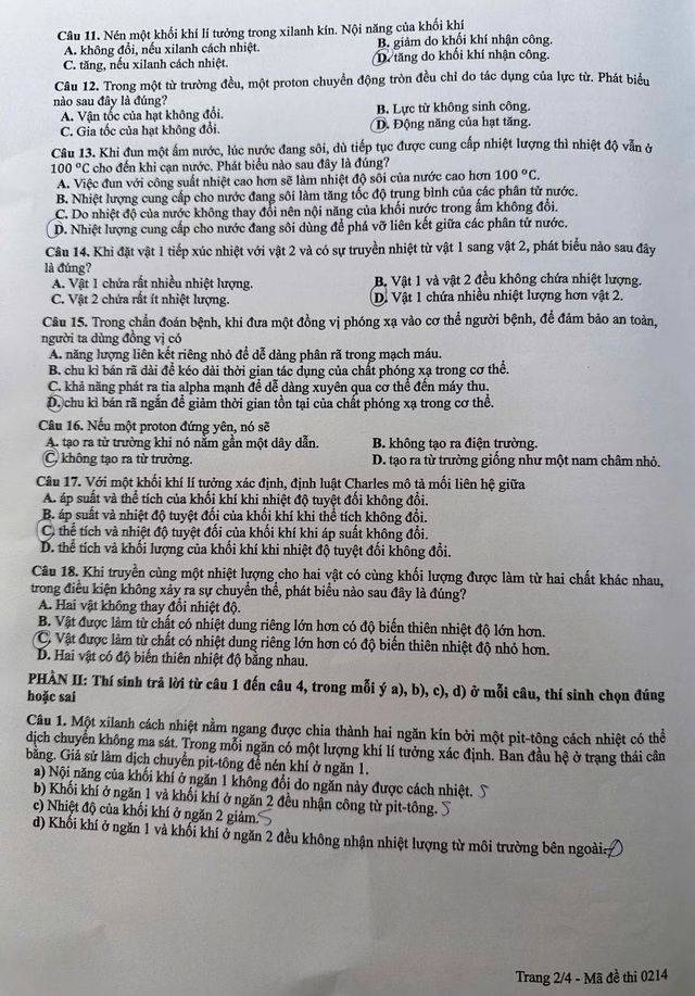 Đề thi, ĐÁP ÁN môn VẬT LÍ, Kỳ THI TỐT NGHIỆP THPT 2026- Ảnh 4.