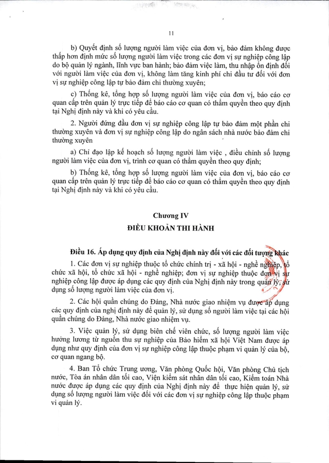 TOÀN VĂN: Dự thảo Nghị định về quản lý, sử dụng số lượng người làm việc trong đơn vị sự nghiệp công lập- Ảnh 11. TOÀN VĂN: Dự thảo Nghị định về quản lý, sử dụng số lượng người làm việc trong đơn vị sự nghiệp công lập- Ảnh 11.