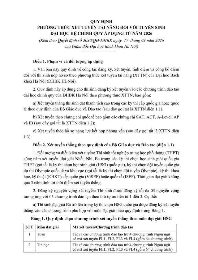 Tuyển sinh 2026: Đại học Bách khoa Hà Nội công bố Quy chế tuyển sinh đại học, phương thức xét tuyển tài năng- Ảnh 22. Tuyển sinh 2026: Đại học Bách khoa Hà Nội công bố Quy chế tuyển sinh đại học, phương thức xét tuyển tài năng- Ảnh 22.