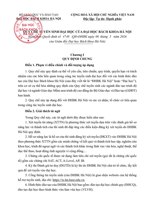 Tuyển sinh 2026: Đại học Bách khoa Hà Nội công bố Quy chế tuyển sinh đại học, phương thức xét tuyển tài năng- Ảnh 5. Tuyển sinh 2026: Đại học Bách khoa Hà Nội công bố Quy chế tuyển sinh đại học, phương thức xét tuyển tài năng- Ảnh 5.