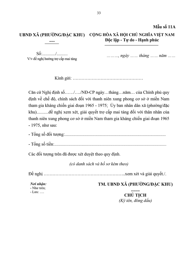 Dự thảo Nghị định quy định chế độ với thanh niên xung phong cơ sở ở miền Nam tham gia kháng chiến 1965 - 1975- Ảnh 33. Dự thảo Nghị định quy định chế độ với thanh niên xung phong cơ sở ở miền Nam tham gia kháng chiến 1965 - 1975- Ảnh 33.