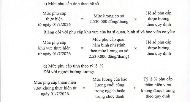 Bảng phụ cấp chức vụ lãnh đạo, phụ cấp quân hàm hạ sĩ quan, binh sĩ trong Quân đội theo mức lương cơ sở mới- Ảnh 1.