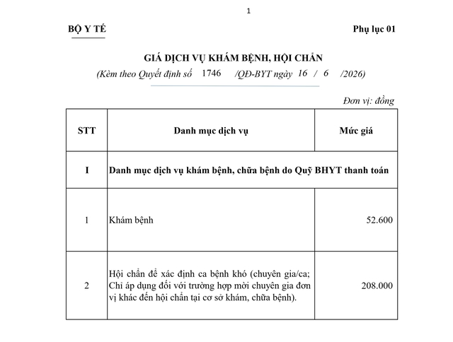 Quy định giá dịch vụ khám bệnh, hội chẩn, ngày giường bệnh tại Bệnh viện K- Ảnh 1.