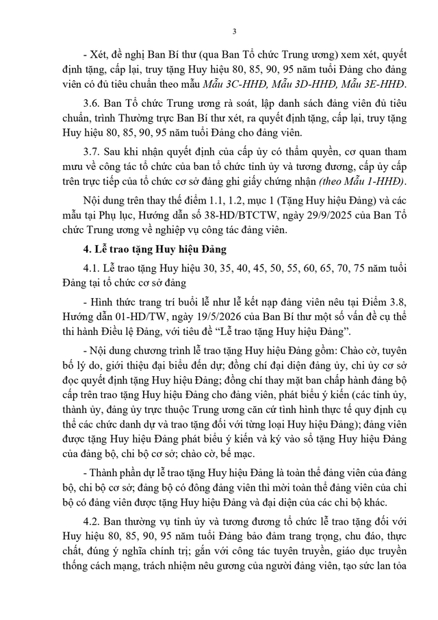 Ban Tổ chức Trung ương hướng dẫn XÉT TẶNG HUY HIỆU ĐẢNG- Ảnh 3.
