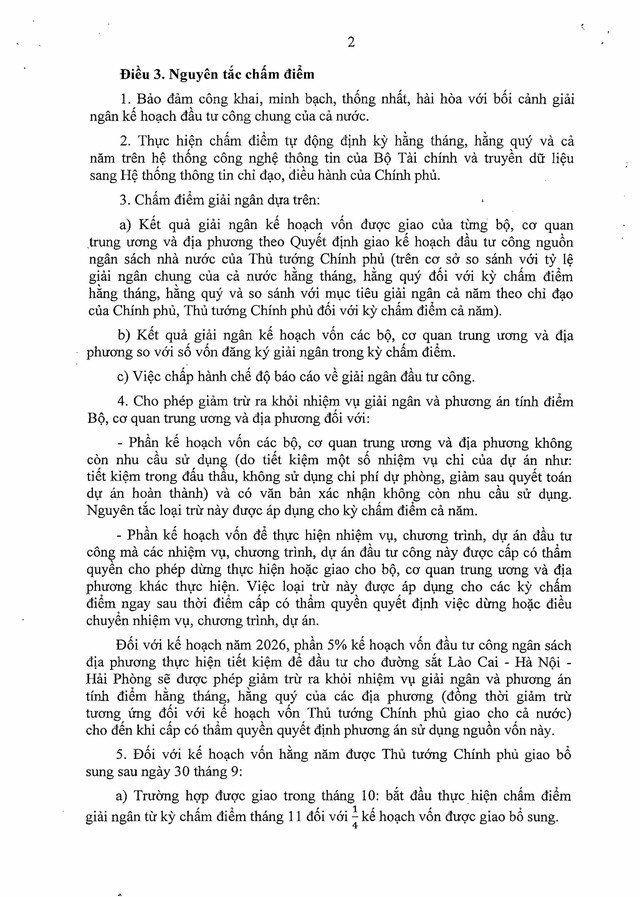 Quyết định số 1129/QĐ-TTg: PHƯƠNG ÁN CHẤM ĐIỂM GIẢI NGÂN KẾ HOẠCH VỐN ĐẦU TƯ CÔNG- Ảnh 3.