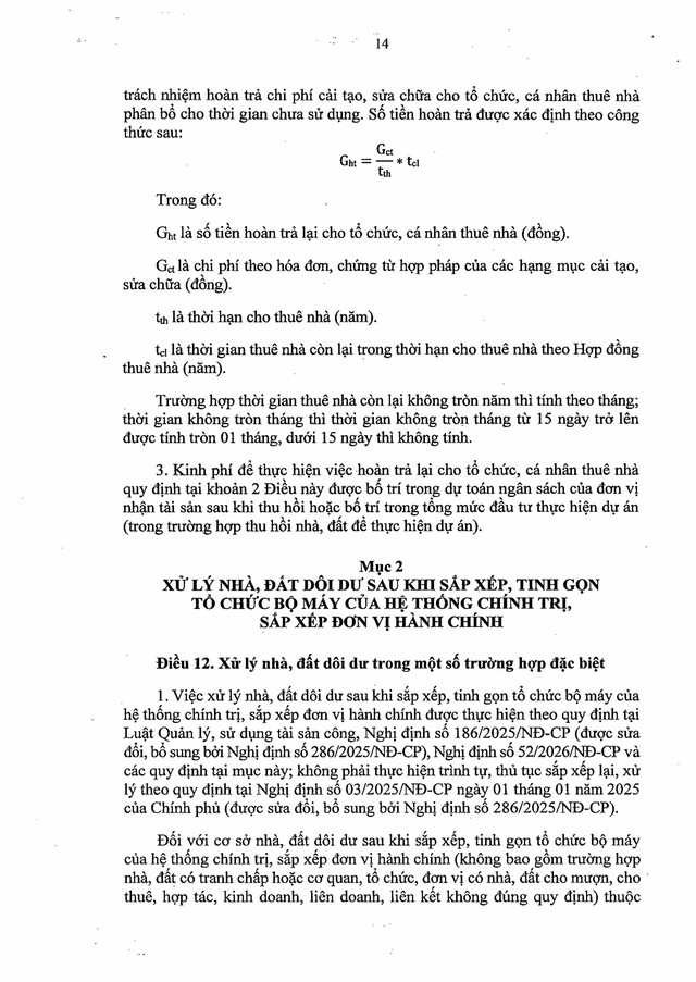 Nghị quyết số 31/2026/NQ-CP: Cơ chế, chính sách đặc thù xử lý, khai thác nhà, đất dôi dư sau sắp xếp- Ảnh 14.