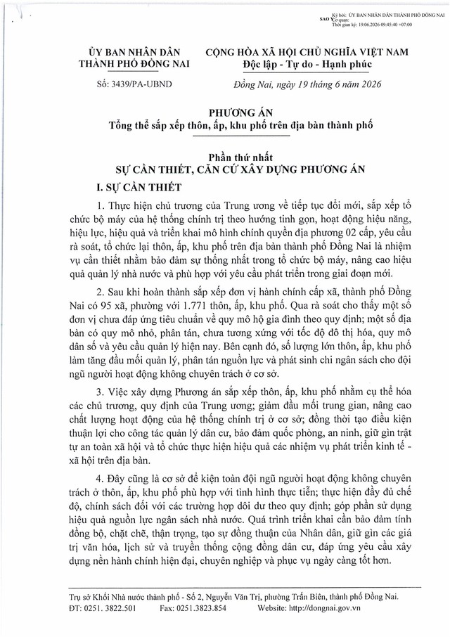 Phương án tổng thể sắp xếp thôn, tổ dân phố và chế độ, chính sách đối với người hoạt động không chuyên trách của TP Đồng Nai- Ảnh 1.