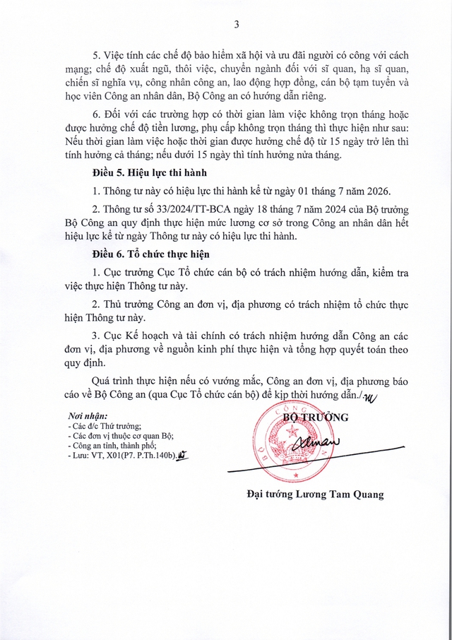 TOÀN VĂN: Thông tư 82/2026/TT-BCA quy định thực hiện mức lương cơ sở trong Công an nhân dân- Ảnh 3.