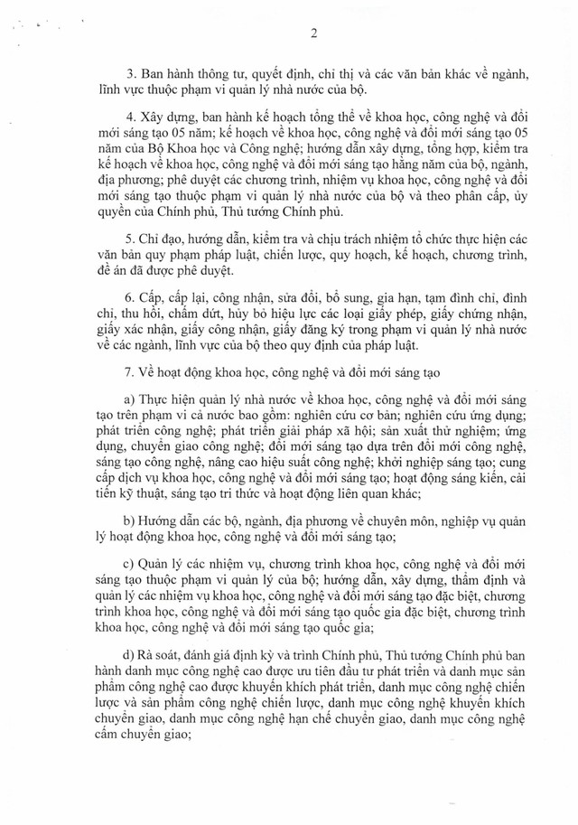 CƠ CẤU TỔ CHỨC MỚI CỦA BỘ KHOA HỌC VÀ CÔNG NGHỆ- Ảnh 2.