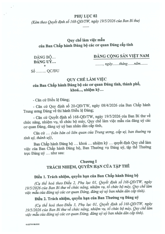 Quyết định số 168-QĐ/TW về Quy chế làm việc mẫu của đảng uỷ các cơ quan đảng, đảng uỷ UBND cấp tỉnh- Ảnh 12. Quyết định số 168-QĐ/TW về Quy chế làm việc mẫu của đảng uỷ các cơ quan đảng, đảng uỷ UBND cấp tỉnh- Ảnh 12.