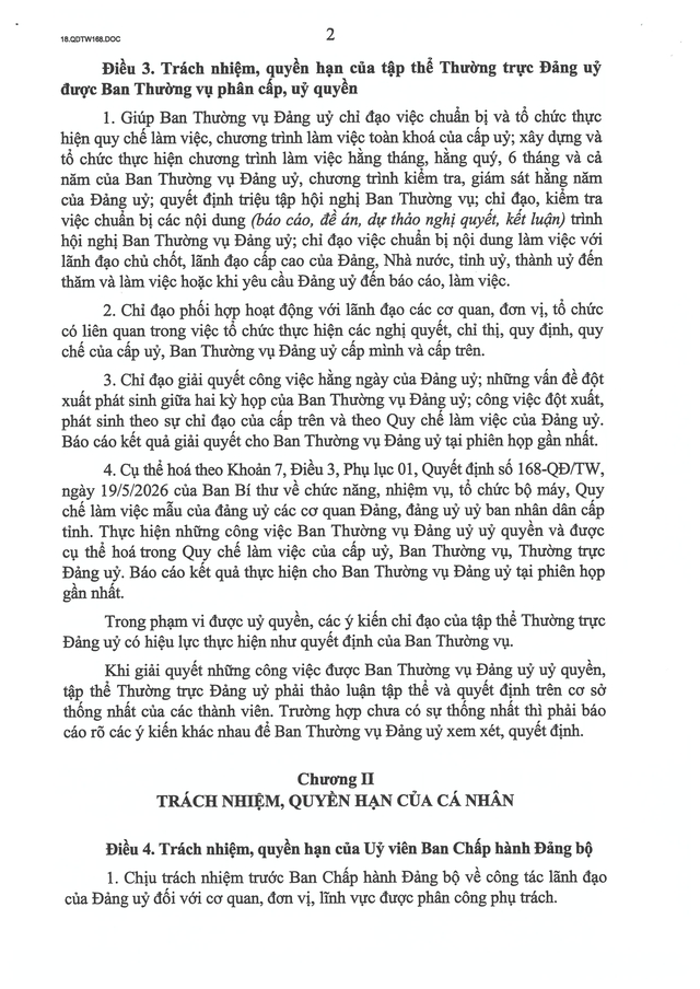 Quyết định số 168-QĐ/TW về Quy chế làm việc mẫu của đảng uỷ các cơ quan đảng, đảng uỷ UBND cấp tỉnh- Ảnh 13. Quyết định số 168-QĐ/TW về Quy chế làm việc mẫu của đảng uỷ các cơ quan đảng, đảng uỷ UBND cấp tỉnh- Ảnh 13.