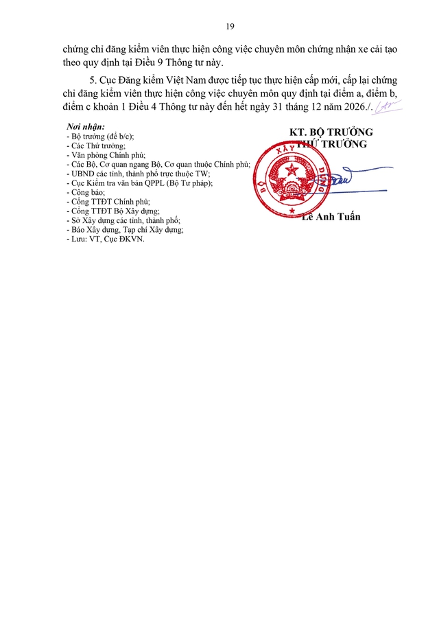Quy định cấp mới, cấp lại, tạm đình chỉ, thu hồi chứng chỉ đăng kiểm viên- Ảnh 19.