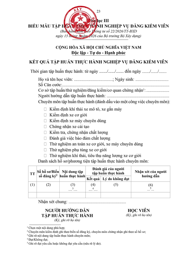 Quy định cấp mới, cấp lại, tạm đình chỉ, thu hồi chứng chỉ đăng kiểm viên- Ảnh 23.
