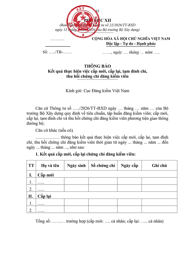 Quy định cấp mới, cấp lại, tạm đình chỉ, thu hồi chứng chỉ đăng kiểm viên- Ảnh 35.