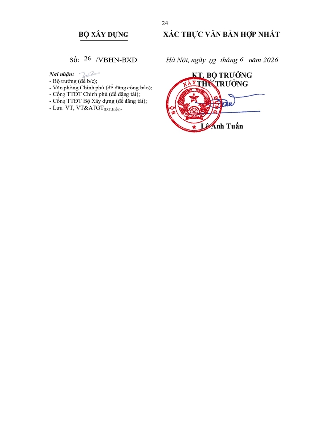Văn bản hợp nhất số 26/VBHN-BXD quy định cấp giấy phép lưu hành cho các loại xe; tải trọng, khổ giới hạn;...- Ảnh 24.