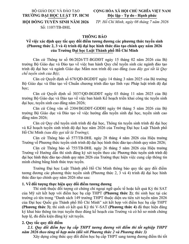 Điểm sàn Trường Đại học Luật thành phố Hồ Chí Minh 2026- Ảnh 11.