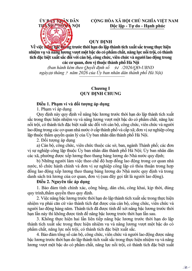 Quyết định số 94/2026/QĐ-UBND về nâng bậc lương trước thời hạn và nâng lương vượt 1 bậc của TP Hà Nội- Ảnh 3.