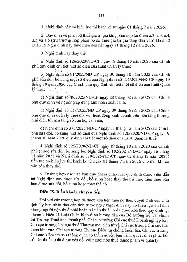 TOÀN VĂN: Nghị định 252/2026/NĐ-CP hướng dẫn thi hành Luật Quản lý thuế- Ảnh 132.