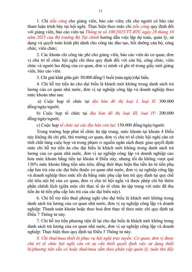 TOÀN VĂN dự thảo Thông tư quy định chế độ CÔNG TÁC PHÍ, chế độ CHI HỘI NGHỊ- Ảnh 12.