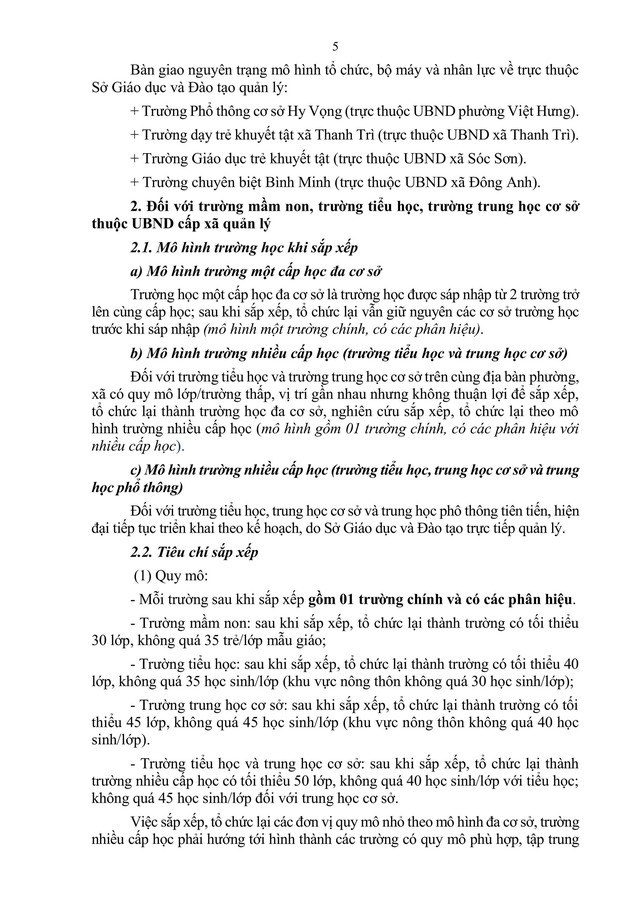 Chi tiết phương án, tiêu chí, quy trình SẮP XẾP, SÁP NHẬP TRƯỜNG LỚP của Hà Nội- Ảnh 9.