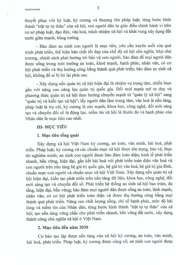 TOÀN VĂN: Nghị quyết số 18-NQ/TW về xây dựng xã hội kỷ cương, an toàn, văn minh, hài hòa, phát triển- Ảnh 3.