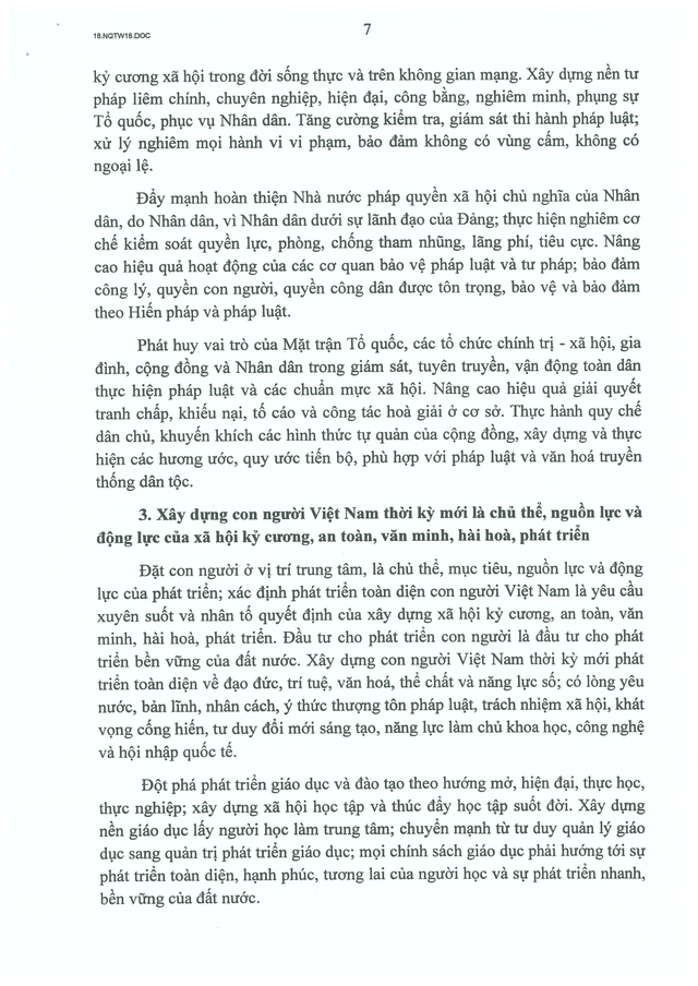 TOÀN VĂN: Nghị quyết số 18-NQ/TW về xây dựng xã hội kỷ cương, an toàn, văn minh, hài hòa, phát triển- Ảnh 7.