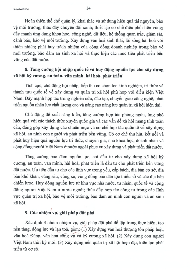 TOÀN VĂN: Nghị quyết số 18-NQ/TW về xây dựng xã hội kỷ cương, an toàn, văn minh, hài hòa, phát triển- Ảnh 14.