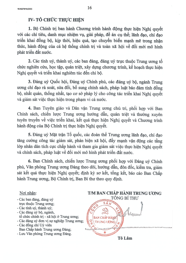 TOÀN VĂN: Nghị quyết số 19-NQ/TW về đổi mới mô hình phát triển Việt Nam- Ảnh 16.