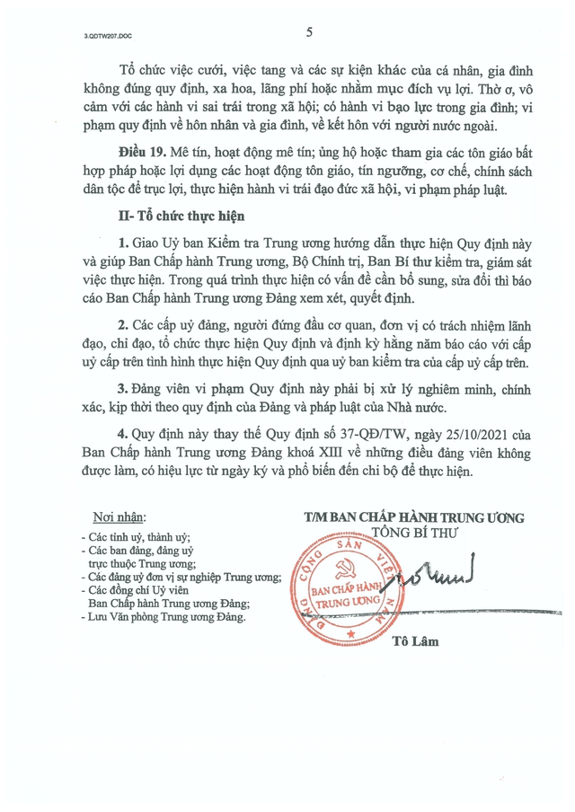 Quy định số 207-QĐ/TW về những điều đảng viên không được làm- Ảnh 7.