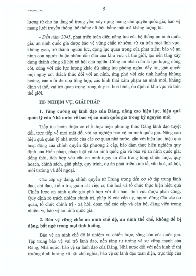 TOÀN VĂN Nghị quyết số 22-NQ/TW về Chiến lược An ninh quốc gia- Ảnh 5.