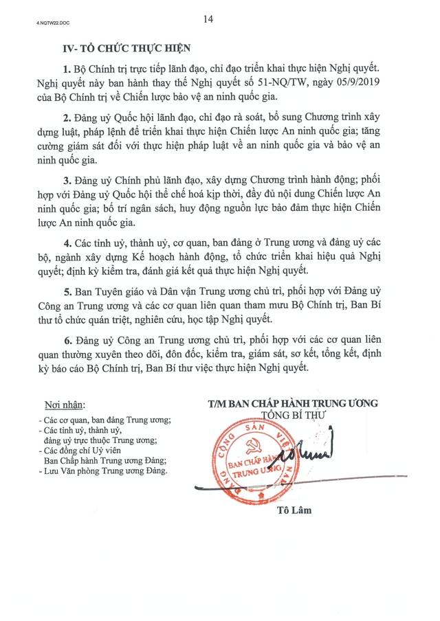 TOÀN VĂN Nghị quyết số 22-NQ/TW về Chiến lược An ninh quốc gia- Ảnh 14.