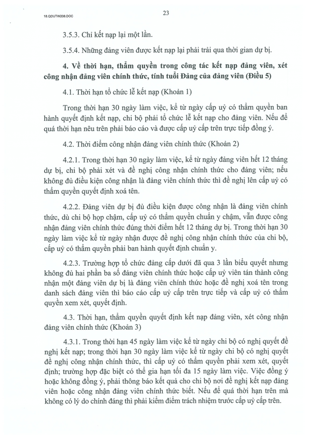 Quy định số 208-QĐ/TW về thi hành Điều lệ Đảng- Ảnh 24.