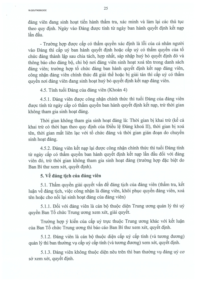 Quy định số 208-QĐ/TW về thi hành Điều lệ Đảng- Ảnh 26.