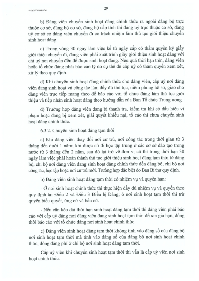 Quy định số 208-QĐ/TW về thi hành Điều lệ Đảng- Ảnh 30.