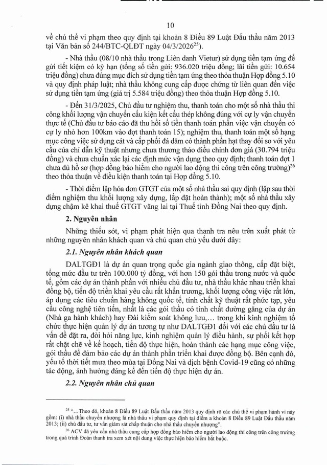 Thông báo Kết luận thanh tra Dự án đầu tư xây dựng Cảng hàng không quốc tế Long Thành giai đoạn 1- Ảnh 10.