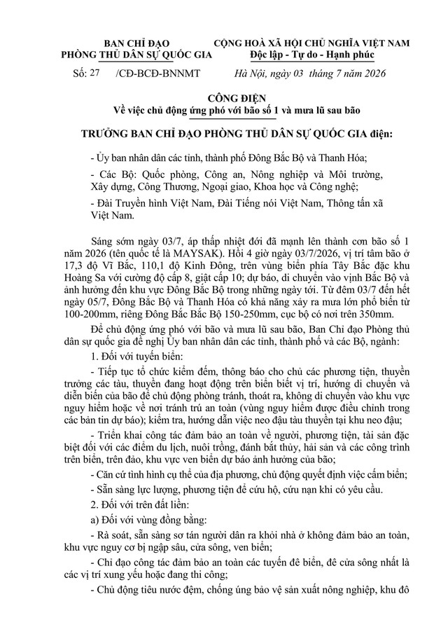 KHẨN TRƯƠNG ỨNG PHÓ BÃO SỐ 1 (MAYSAK) với tinh thần QUYẾT LIỆT NHẤT, Ở MỨC CAO NHẤT- Ảnh 1.