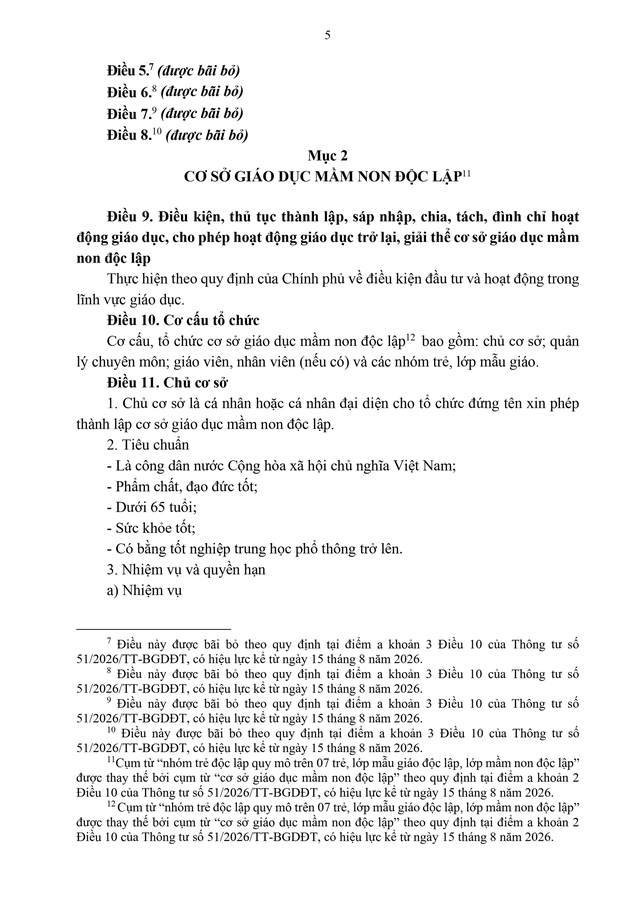 Quy chế tổ chức, hoạt động nhóm trẻ, lớp mẫu giáo, mầm non độc lập tư thục - Ảnh 5.