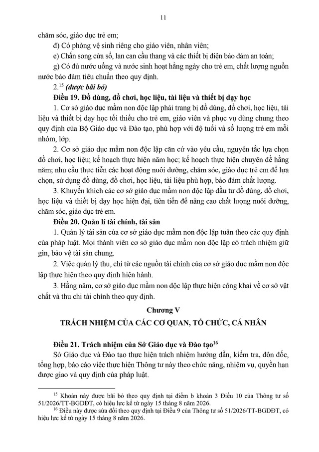 Quy chế tổ chức, hoạt động nhóm trẻ, lớp mẫu giáo, mầm non độc lập tư thục - Ảnh 11.