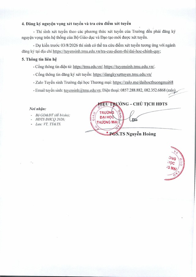 TUYỂN SINH 2026: Điểm sàn và quy đổi tương tương của Trường Đại học Thương mại- Ảnh 2.