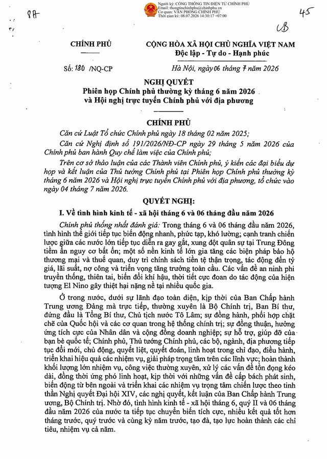 TOÀN VĂN: Nghị quyết phiên họp Chính phủ thường kỳ tháng 6/2026 và Hội nghị trực tuyến Chính phủ với địa phương- Ảnh 2.