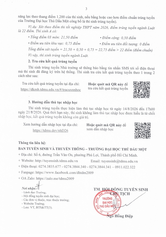 Điểm chuẩn Trường Đại học Thủ Dầu Một (TPHCM) 2026- Ảnh 3.