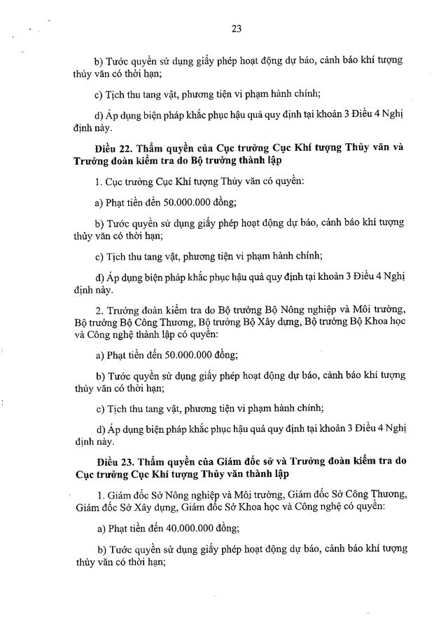 Nghị định số 219/2026/NĐ-CP quy định về xử phạt vi phạm hành chính trong lĩnh vực khí tượng thủy văn- Ảnh 23.