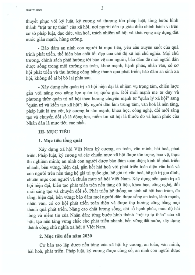TOÀN VĂN: Nghị quyết số 18-NQ/TW về xây dựng xã hội kỷ cương, an toàn, văn minh, hài hòa, phát triển- Ảnh 3.