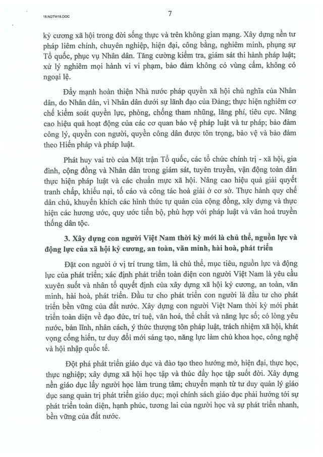 TOÀN VĂN: Nghị quyết số 18-NQ/TW về xây dựng xã hội kỷ cương, an toàn, văn minh, hài hòa, phát triển- Ảnh 7.