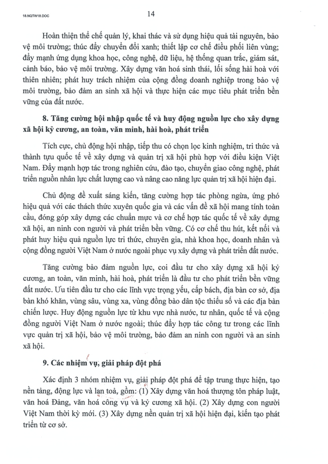 TOÀN VĂN: Nghị quyết số 18-NQ/TW về xây dựng xã hội kỷ cương, an toàn, văn minh, hài hòa, phát triển- Ảnh 14.