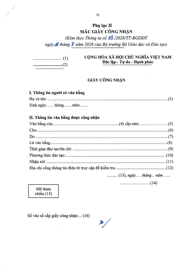 Thông tư số 65/2026/TT-BGDĐT quy định công nhận văn bằng do cơ sở giáo dục nước ngoài cấp để sử dụng tại Việt Nam- Ảnh 12.