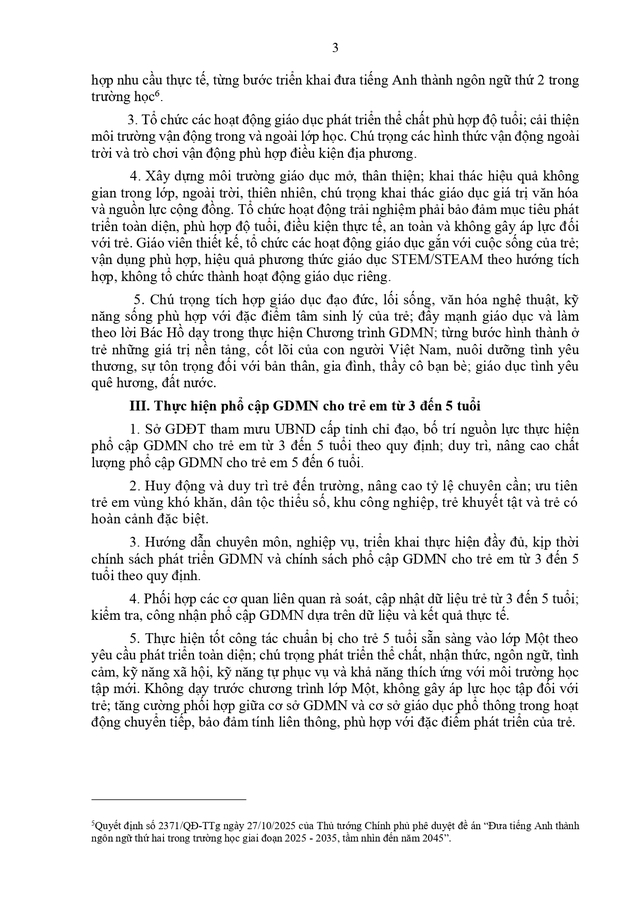 Công văn số 5385/BGDĐT-GDMN: Hướng dẫn thực hiện nhiệm vụ giáo dục mầm non năm học 2026-2027- Ảnh 5.