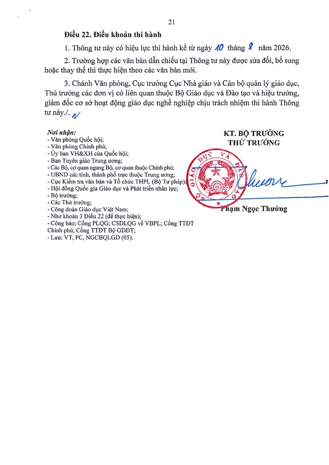 Thông tư số 64/2026/TT-BGDĐT quy định mã số, chuẩn nghề nghiệp, bổ nhiệm, xếp lương, chế độ làm việc đối với giáo viên trung học nghề- Ảnh 22.