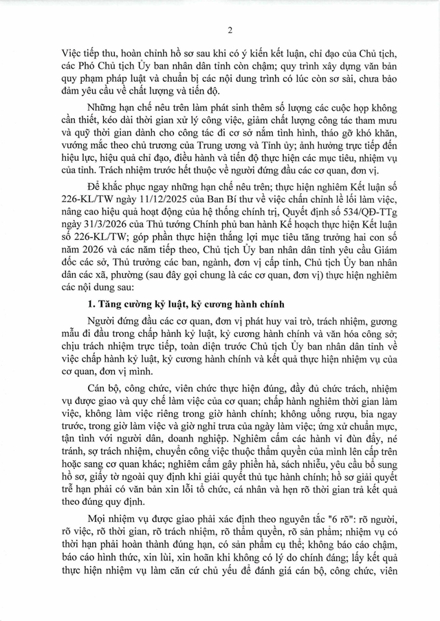 Tăng cường kỷ luật, kỷ cương hành chính; nâng cao chất lượng tham mưu; giảm các cuộc họp không cần thiết, dành thời gian đi cơ sở giải quyết công việc- Ảnh 2.