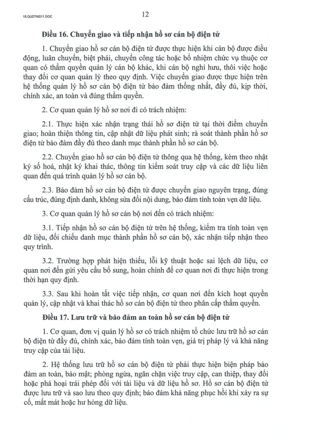 Quy định số 211-QĐ/TW về quản lý hồ sơ cán bộ- Ảnh 13.
